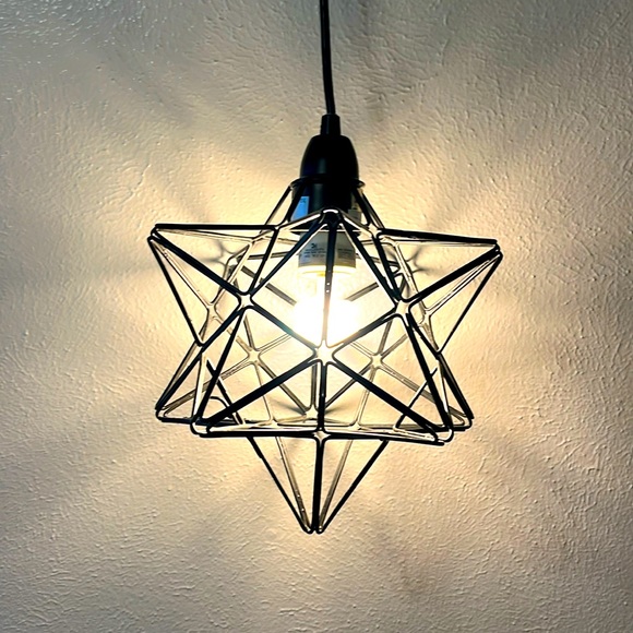 Black Metal Cage Pendant Light - Picture 1 of 6
